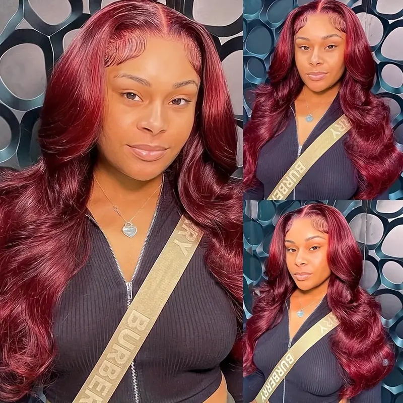 Allove 99J Burgundy Body Wave Lace Part Wig 100% Human Hair Wigs