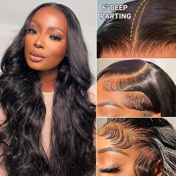 Allove 13x6  HD Wear & Go Glueless Lace Front Body Wave Human Hair Affordable Wig