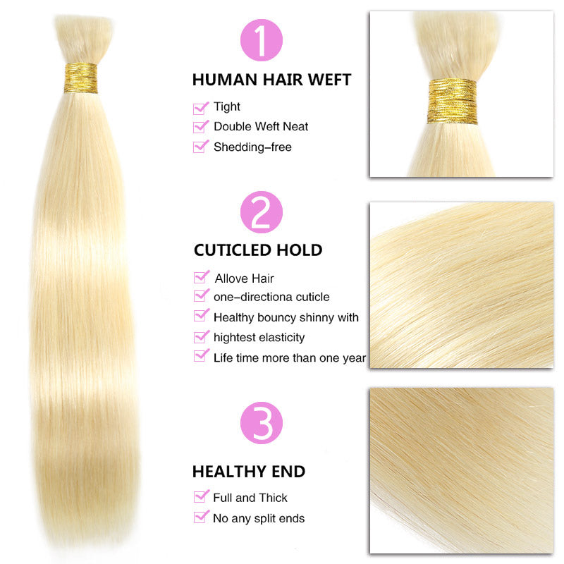 Allove Hair 613 Blonde Straight Human Braiding Hair No Weft Bulk Hair Crochet Braids