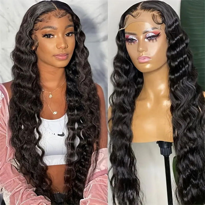 Allove Hair C-Shape Wear & Go 5x5 Loose Deep Wave Lace Wigs 180% Density For Beginners
