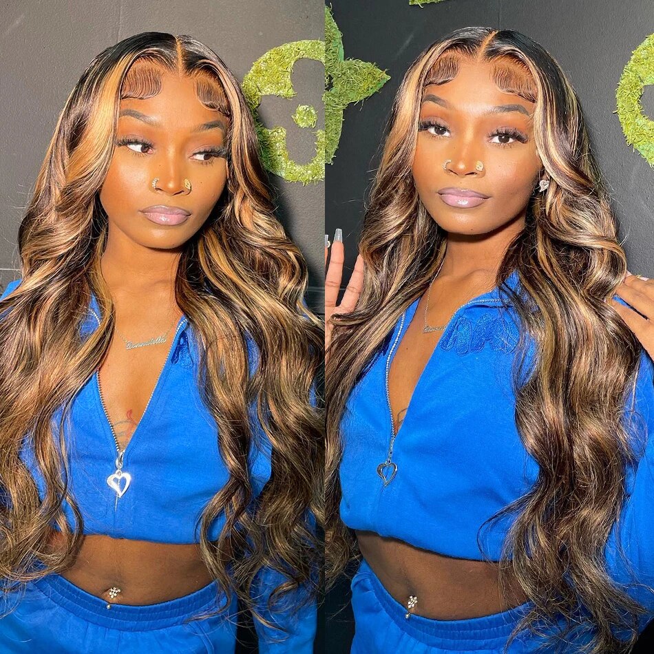 Pre Cut Wear & Go Lace Wig | Highlight Brown 4x4 Lace Front Glueless Body Wave Wig 180% Density