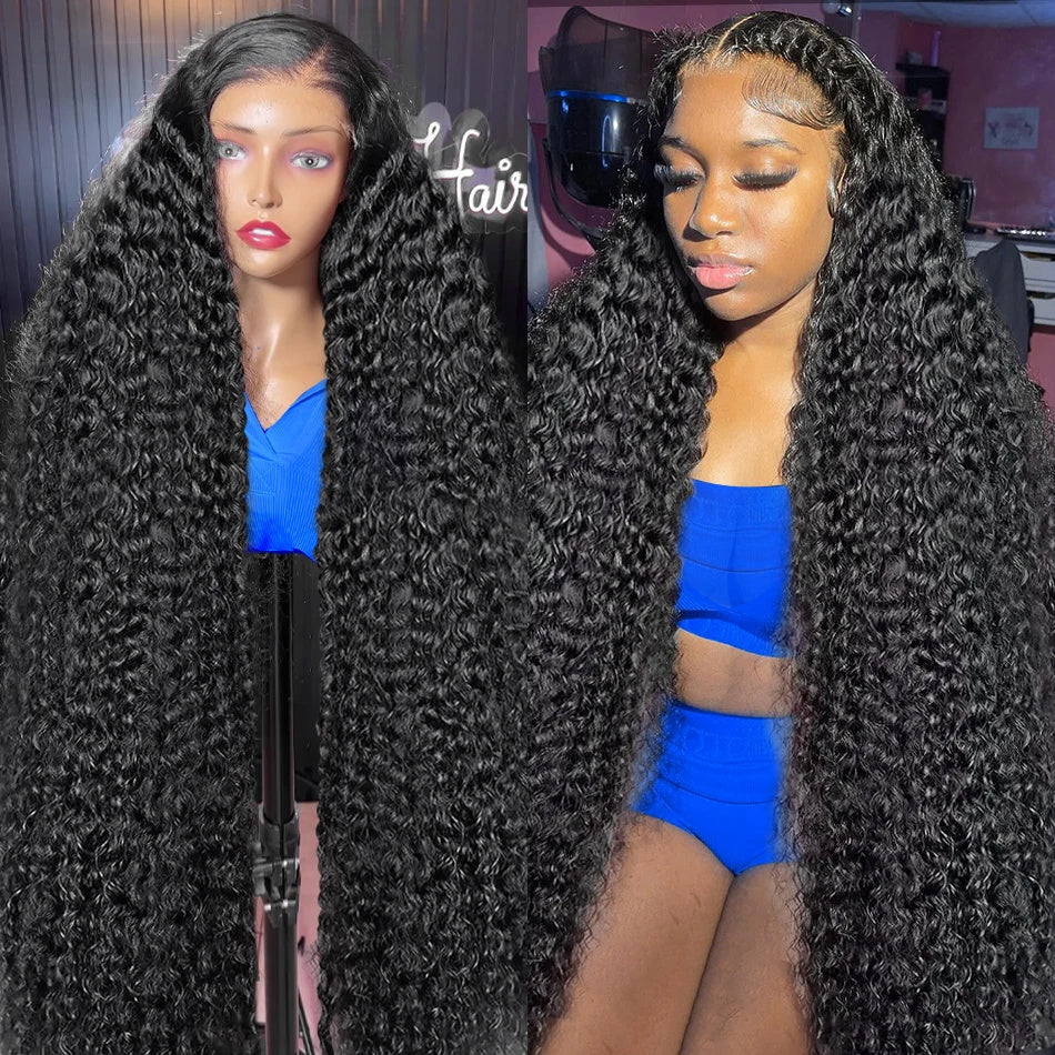 Wear And Go 13x4 Kinky Curly HD Invisible Glueless Lace Front Wig Virgin Human Hair 200% Density