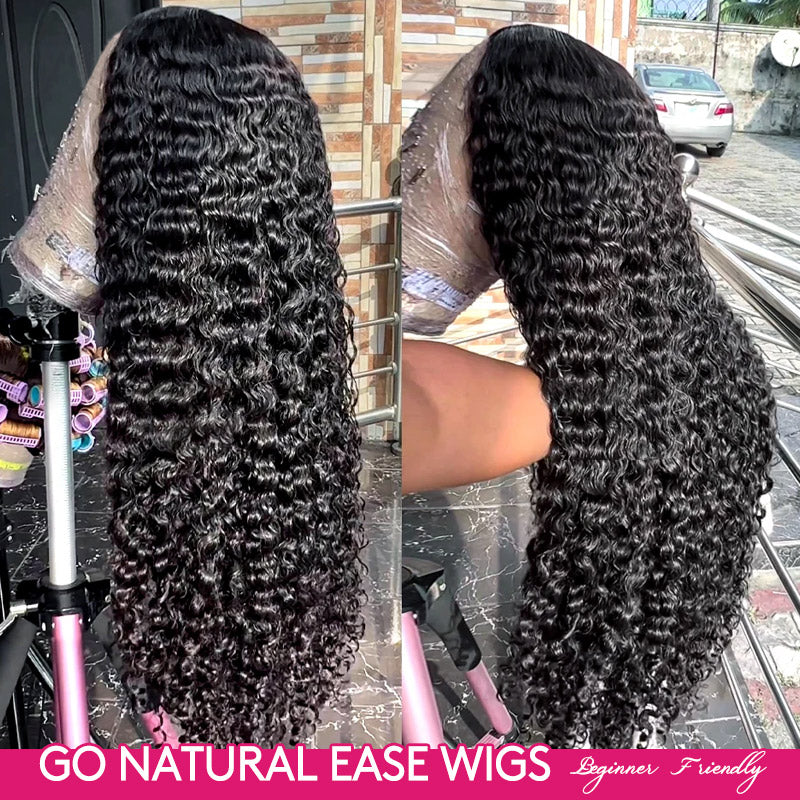 Go Natural Ease Wigs | Deep Wave 13*4 HD Lace Front Wigs 180% Density Beginner Friendly