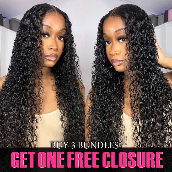 Allove Hair Deep Wave Buy 3 Bundles Get 1 Free Lace Closure