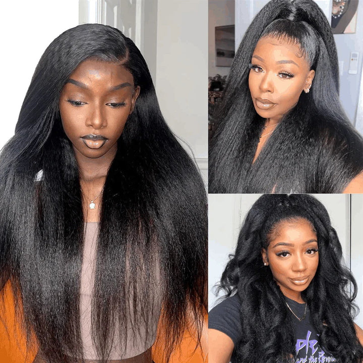 Bleached Knots Wear Go Wig | Yaki Straight 13x4 HD Lace Frontal Wig Pre-Plucked PPB Glueless Wigs