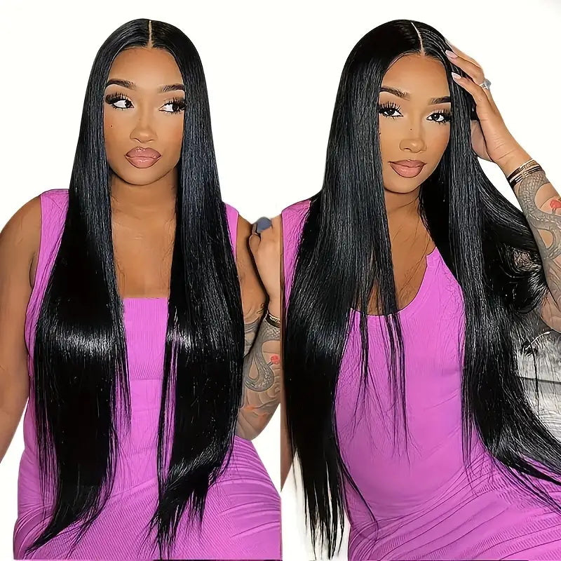Allove Hair Peruvian Straight Hair 3 Bundles with 13*4 Lace Frontal
