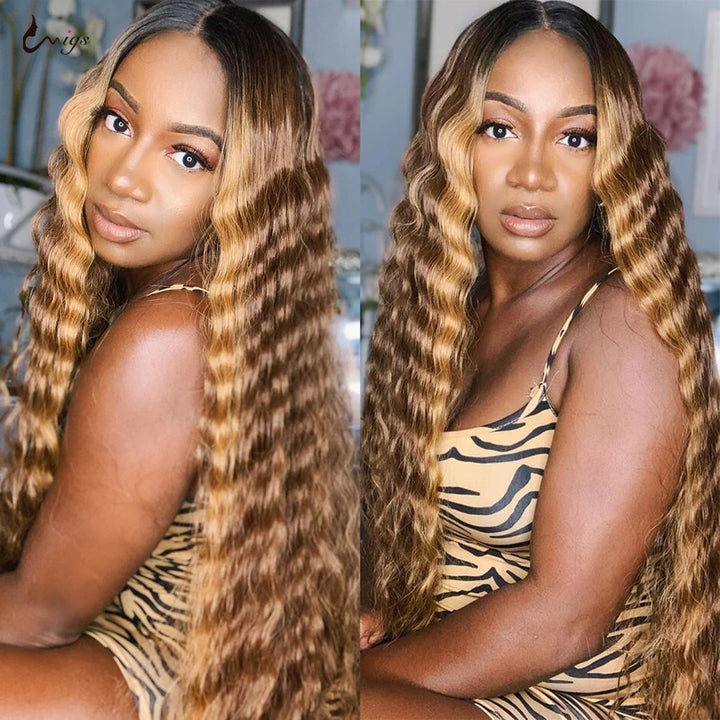 Highlight Honey Blonde Color Brazilian 3 Bundles Loose Deep Wave Human Hair