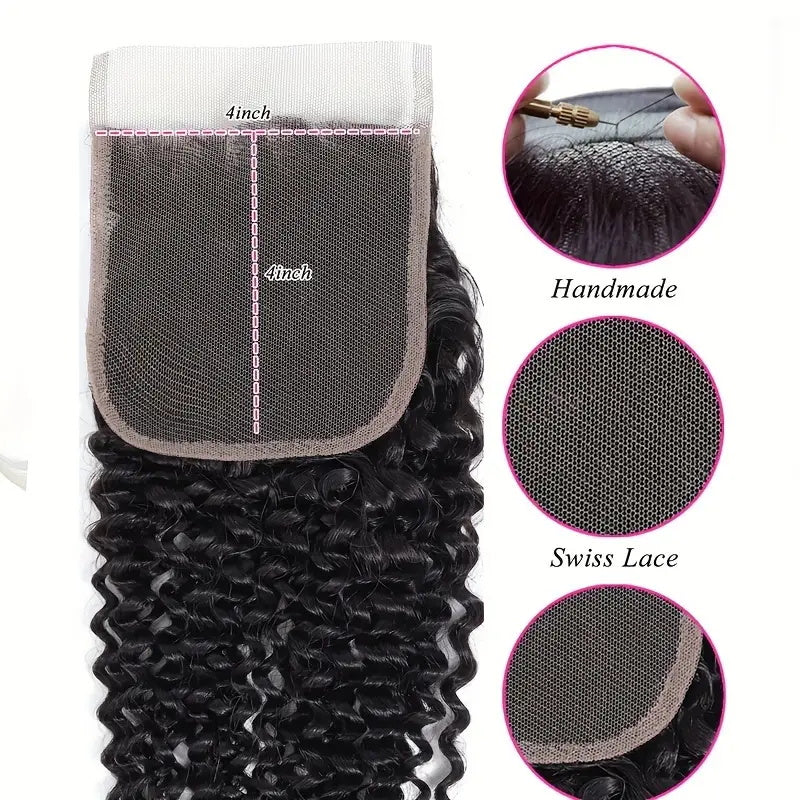 8A Grade Kinky Curly 4*4 Lace Closure Virgin Human Hair