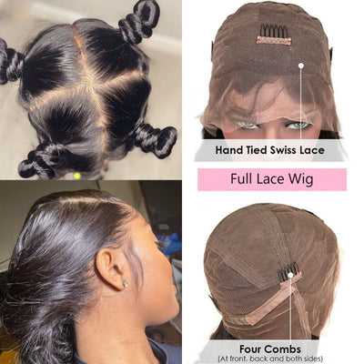 Invisible HD Full Lace Pre Plucked Straight Wigs Melted Match All Skin Color