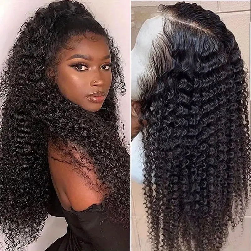 HD Transparent 360 Lace Frontal Wig Pre Plucked Kinky Curly Lace Front Wig For Black Women