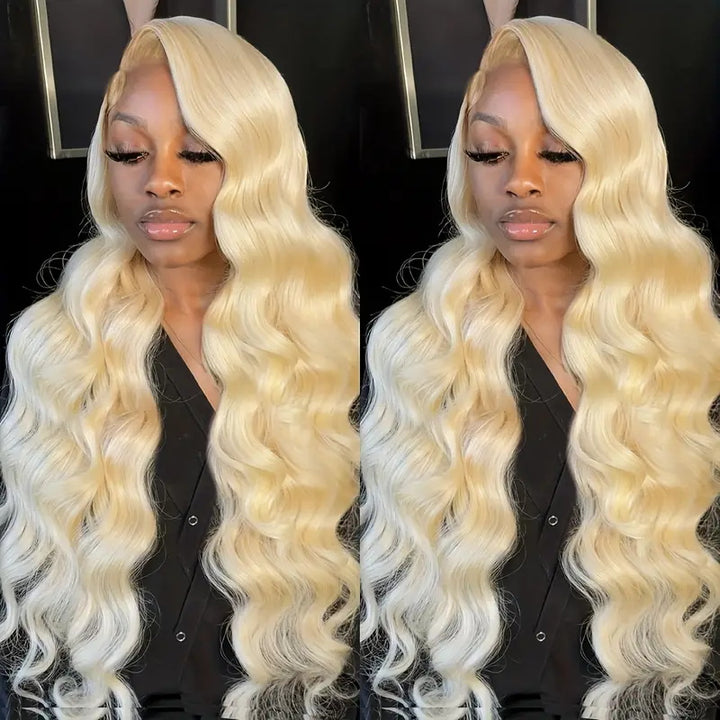 Overnight Shipping 13x4 Glueless HD Lace Front Human Hair Affordable Wig Hairstyles # 613 Blonde Body Wave Hair