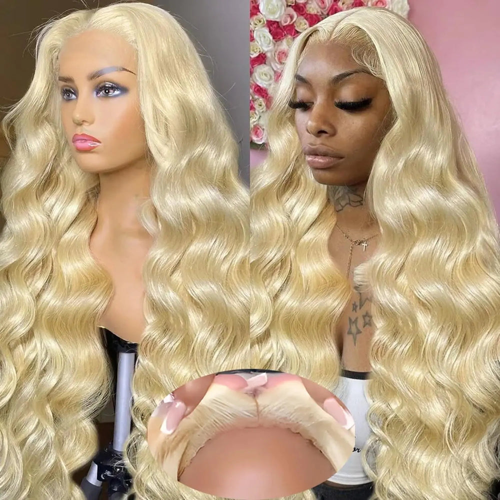 613 Blonde Body Wave Hair 4*4 HD Lace Closure Wig Wear and Go Glueless Lace Wigs