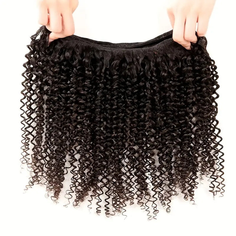 Malaysian Kinky Curly 2 Bundles with 360 Lace Closure Virgin Hair