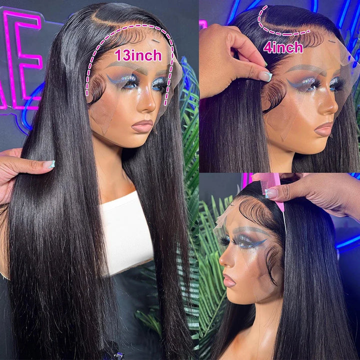 Long 40inch 13x4 Full Lace Frontal Wig Fast Shipping Brazilian Straight Human Hair