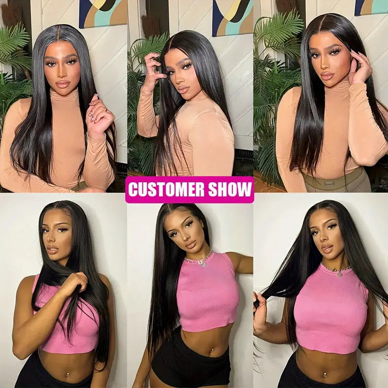 Allove Hair Peruvian Straight Hair 3 Bundles with 13*4 Lace Frontal