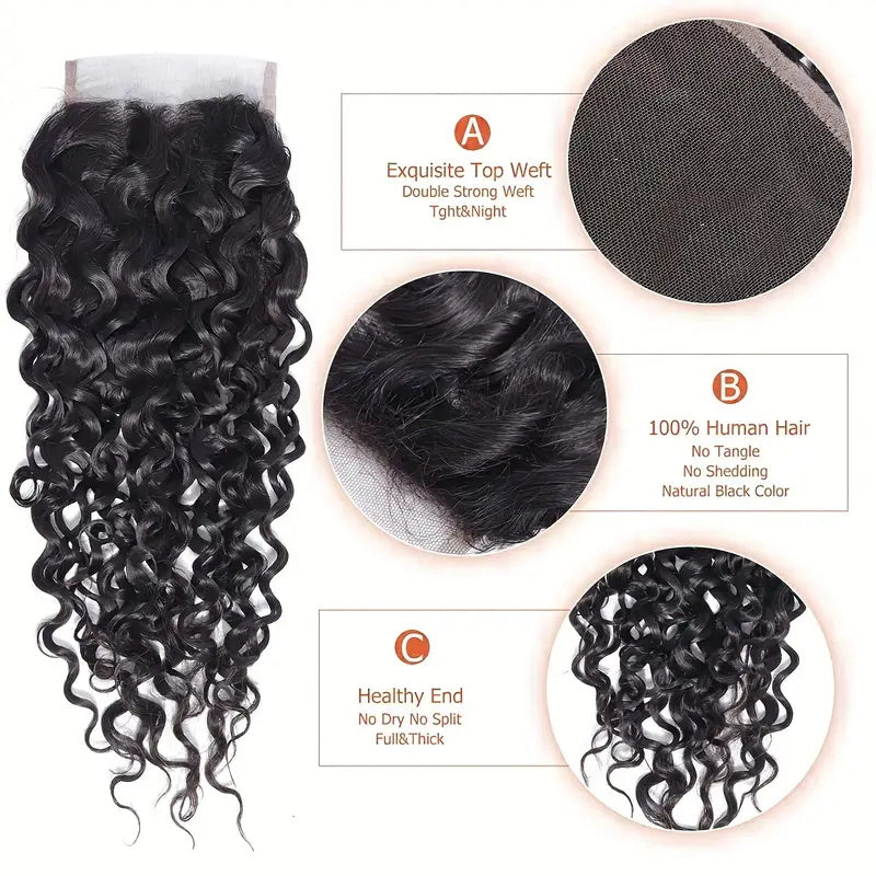 8A Grade Water Wave 4*4 Lace Closure Virgin Human Hair