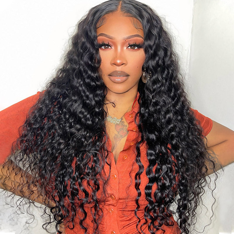 【C Part】Loose Deep Wave HD 13x4 Lace Front Human Hair Gluless Wigs for Black Women