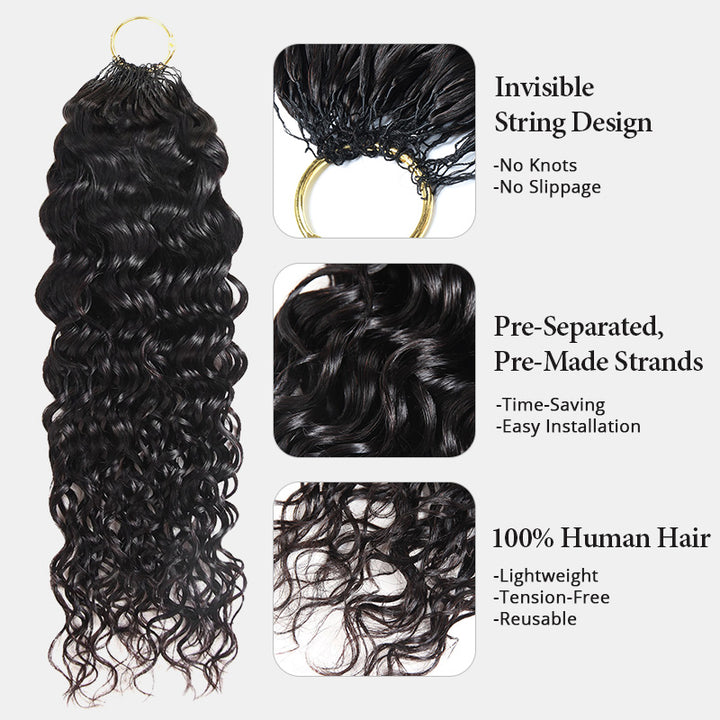 Fluffy Water Wave Feather Hair For Boho Braids Lightweight Pre Separated Crochet Feather Hair Extensions - AlloveHair