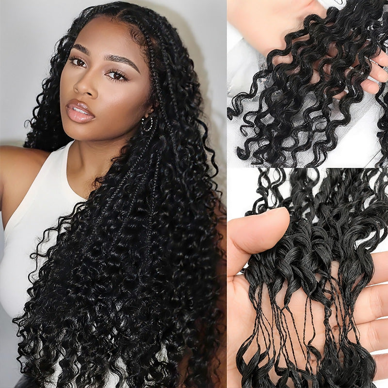Fluffy Water Wave Feather Hair For Boho Braids Lightweight Pre Separated Crochet Feather Hair Extensions - AlloveHair