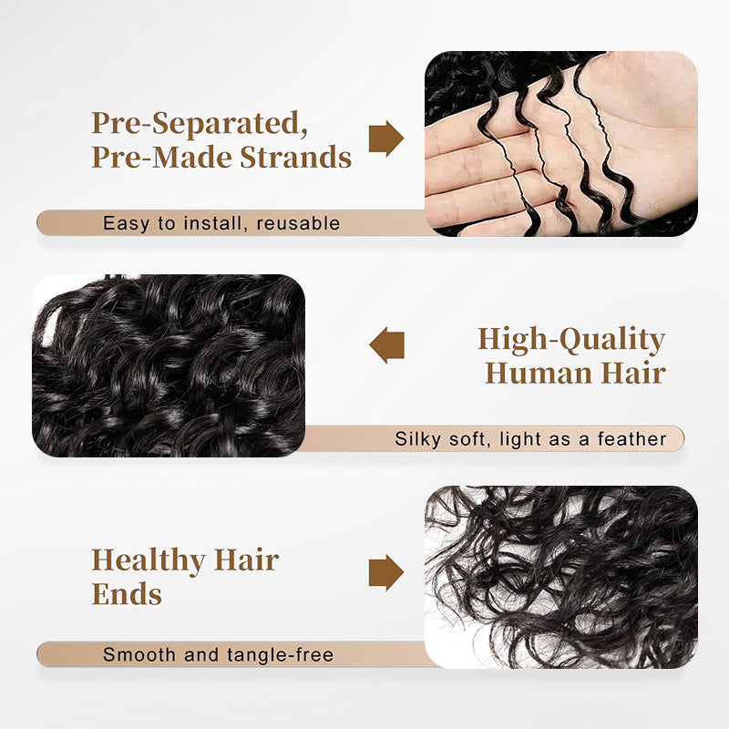Fluffy Water Wave Feather Hair For Boho Braids Lightweight Pre Separated Crochet Feather Hair Extensions - AlloveHair