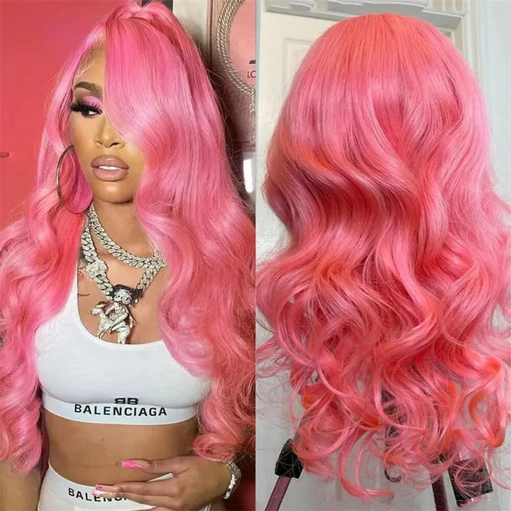 Green Colored Body Wave 13x4 Transparent Lace Front Wig with Pre-Plucked Colored Barbie Wig