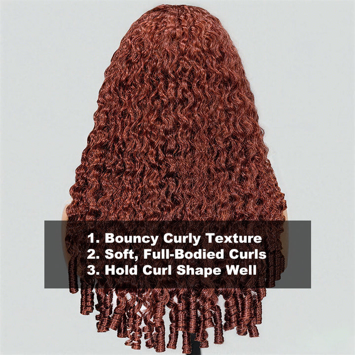 Reddish Brown Burmese Curly Wig 13x6 Lace Front Glueless Wig 250% Density