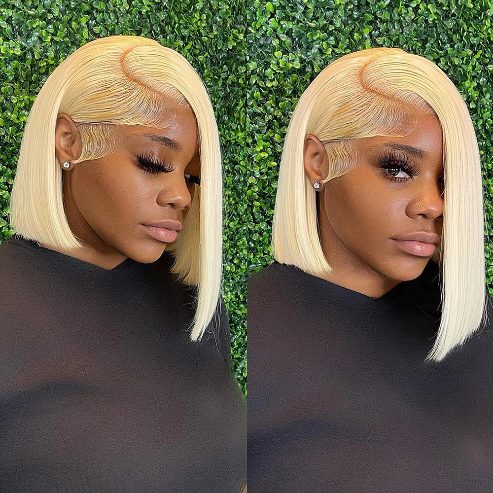 613 Short Bob Straight Human Hair Wigs 13x4/4x4 Blonde Wear To Go Lace Front Wigs