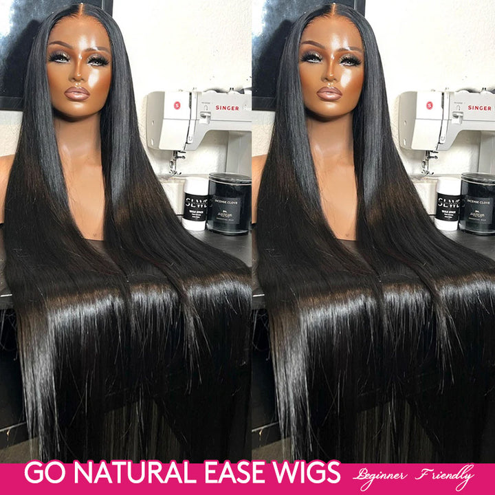 Go Natural Ease Wigs | Affordable Silky Straight 13*4 Human Hair HD Lace Front Wigs 180% Density