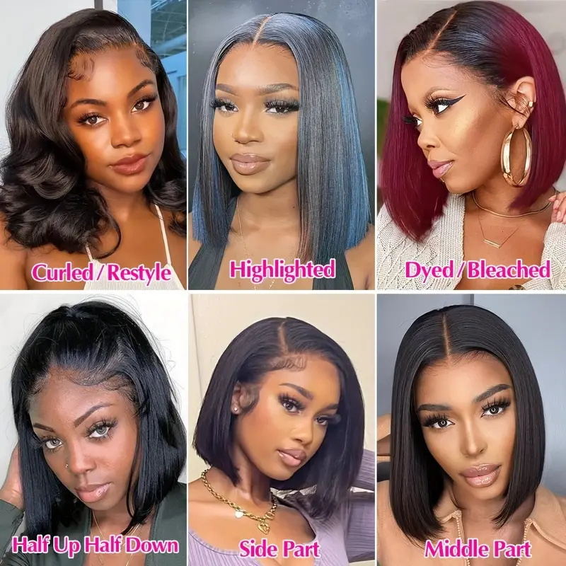 Straight Bob Wig 13x4 Lace Front Human Hair Wigs Full Endly Short Bob Human Hair Wig with Pre Plucked