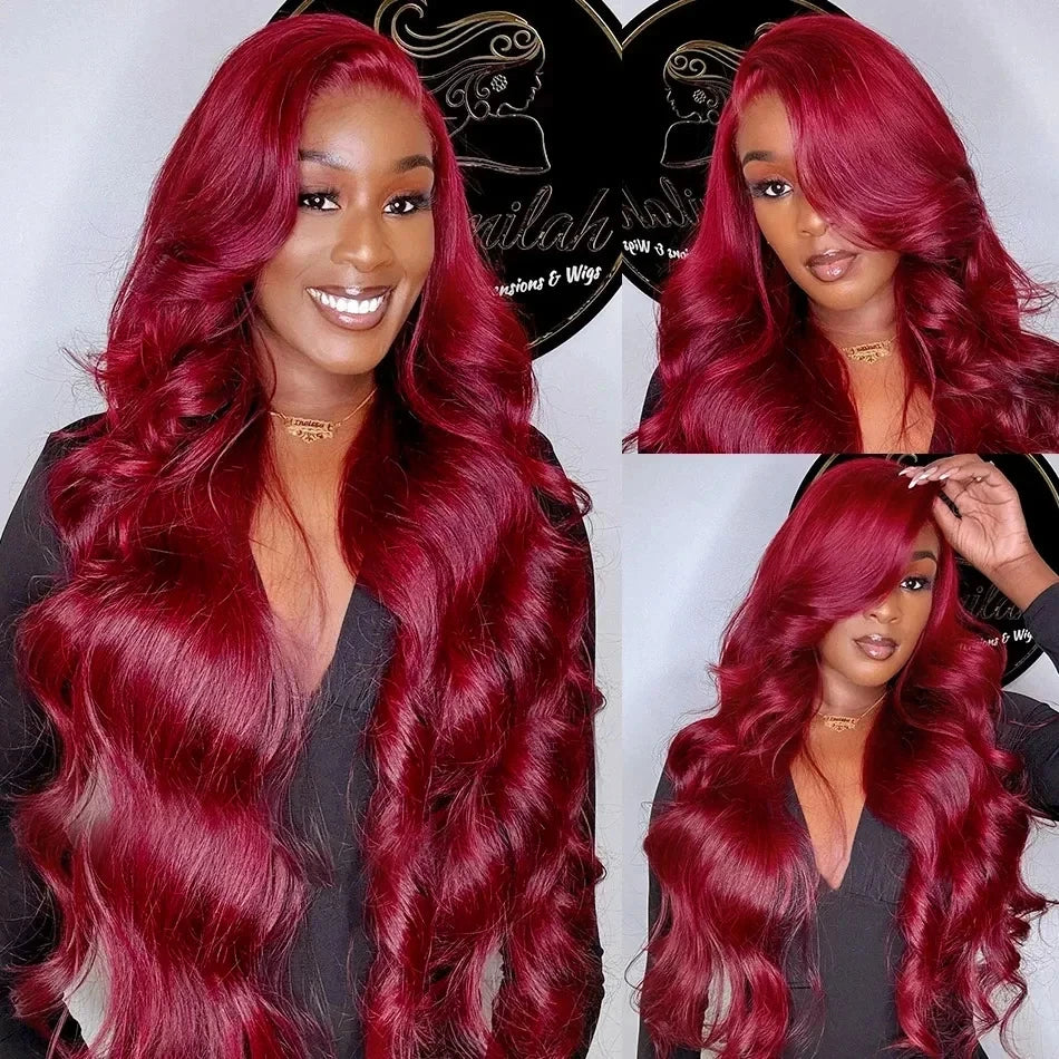 99J Burgundy Color Brazilian Body Wave Hair 3 Bundles With 4x4 Closure Human Hair Bundles