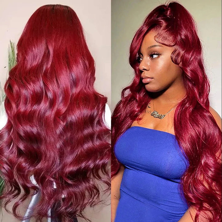 Pre Plucked Ready To Wear Wig | 30Inch #99J Burgundy Body Wave 13x4 HD Lace Front Human Hair Wigs