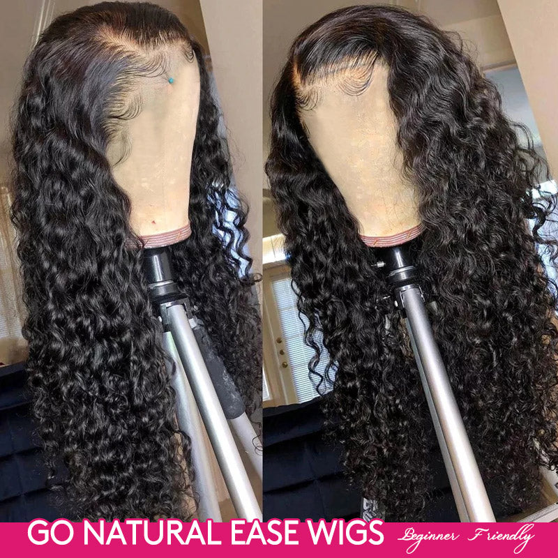 Go Natural Ease Wigs | Breathable Water Wave 13*4 HD Lace Front Human Hair Glueless Wigs 180% Density