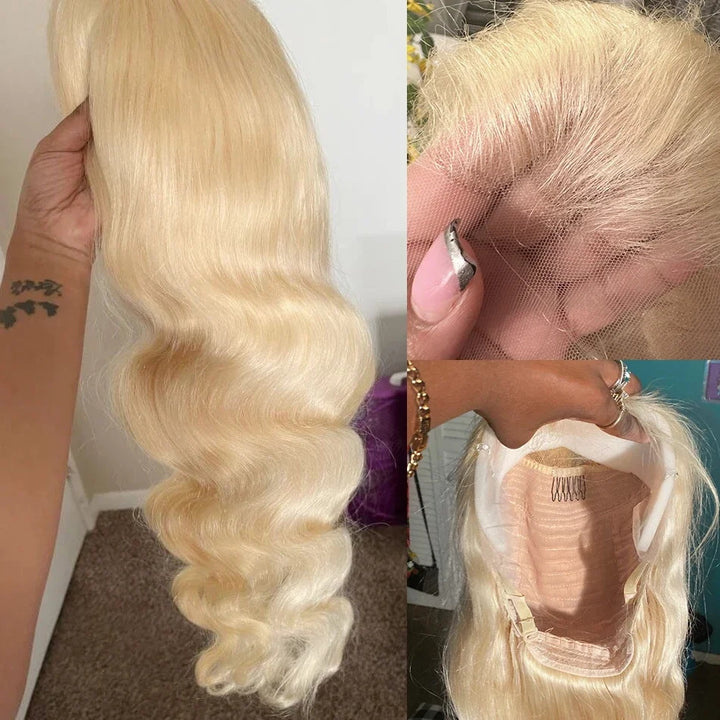 613 Blonde Body Wave Hair 4*4 HD Lace Closure Wig Wear and Go Glueless Lace Wigs