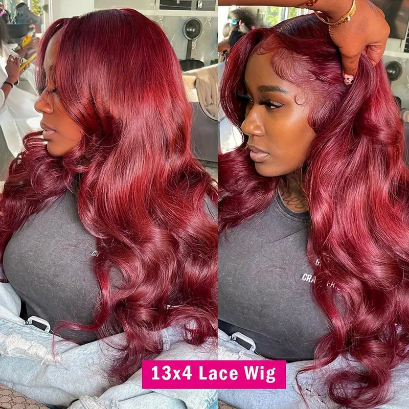 Wear & Go Burgundy Wig Body Wave 13x4 HD Glueless Lace Frontal Wigs