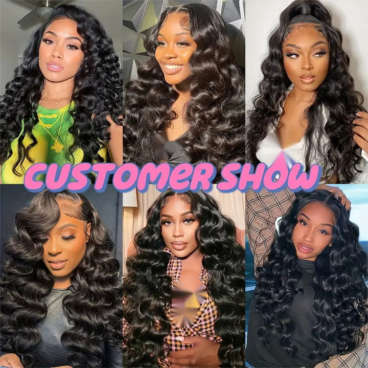 Allove Hair Malaysian Loose Wave Virgin Human Hair 4 Bundles with 13*4 Lace Frontal