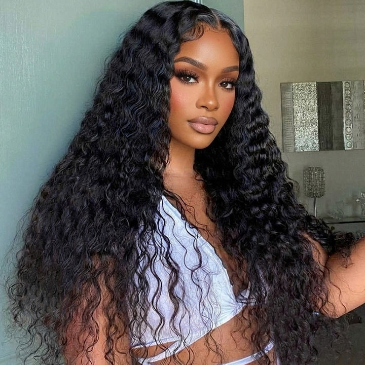 2x6 HD Lace Closure With Bundles Water Wave 3 Bundles With Closure Wet and Wavy Human Hair - AlloveHair