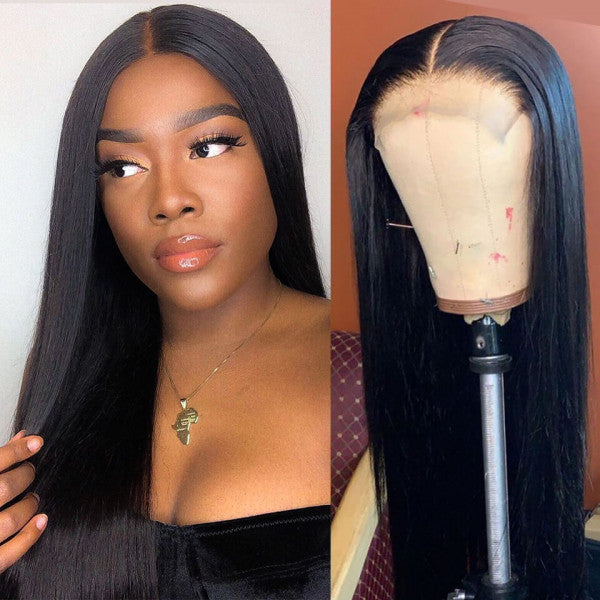 Save $100 OFF 4x4 HD Lace Closure Straight Wig Brazilian Human Hair Lace Wigs