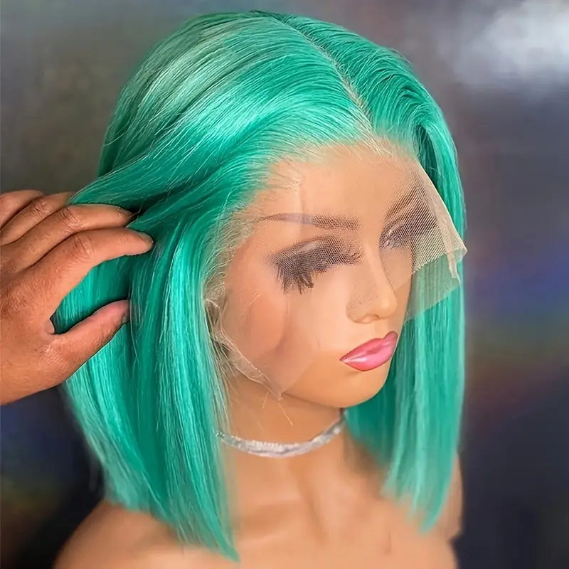Allove Pink/Green/Blue Colored Straight BOB Lace Front Wigs 150% Density Virgin Human Hair Wigs