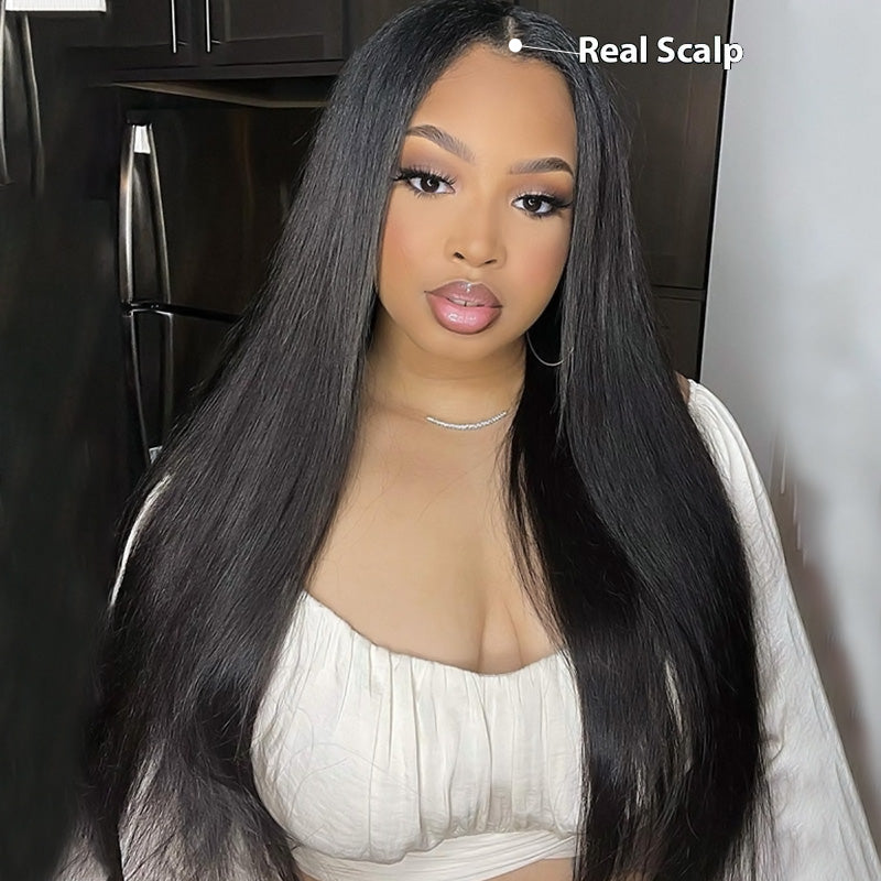 No Leave Out Glueless V Part Straight Wig Ultra Thin Part Human Hair Wig - AlloveHair