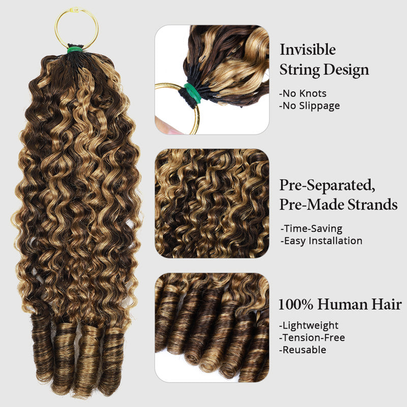 Highlight P4/27 Burmese Curly Feather Crochet Human Hair With Miracle Knots Pre-Separated 100% Virgin Human Hair