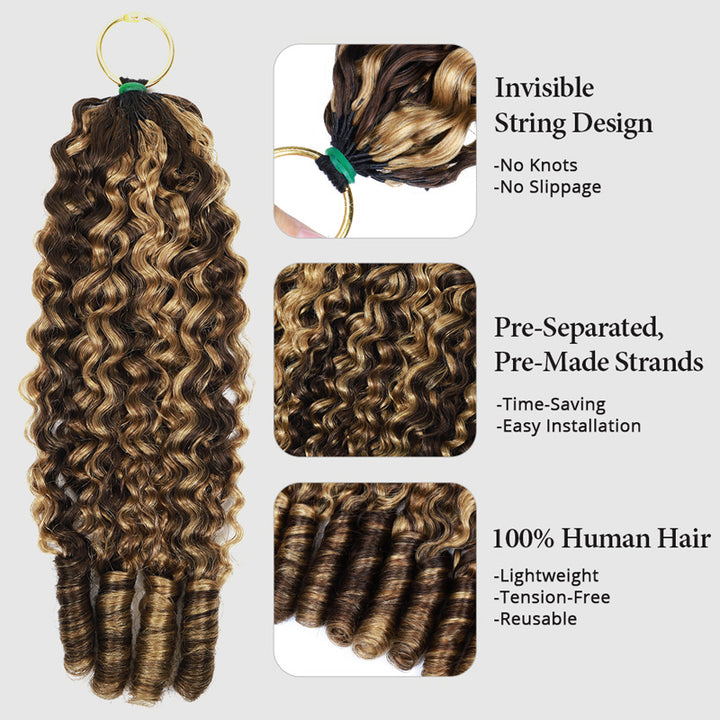 Highlight P4/27 Burmese Curly Feather Crochet Human Hair With Miracle Knots Pre-Separated 100% Virgin Human Hair