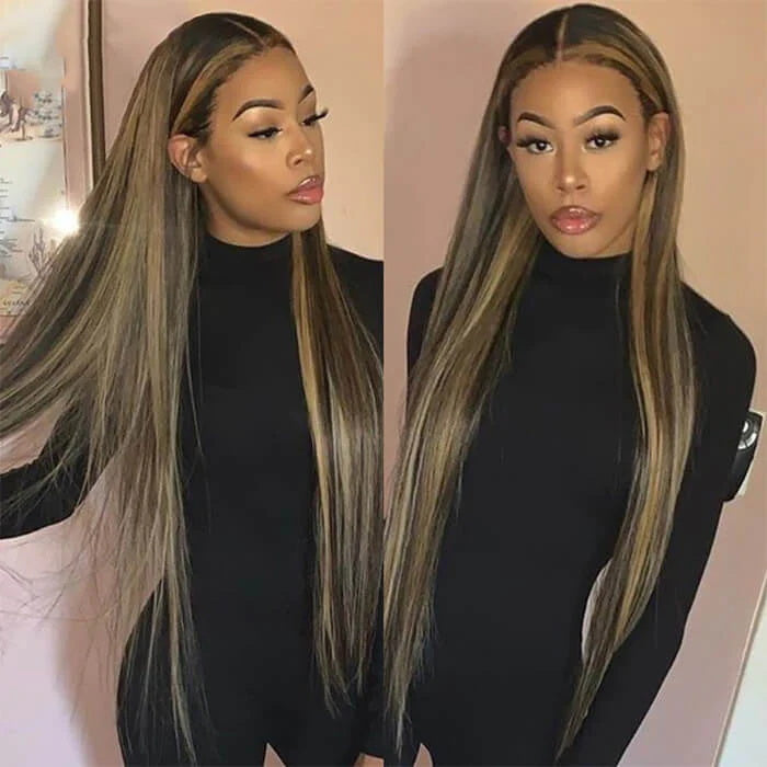 Pre Cut Wear & Go Lace Wig | P1/27 Black Highlights 13*4 Straight Hair Lace Front Wigs 180% Density
