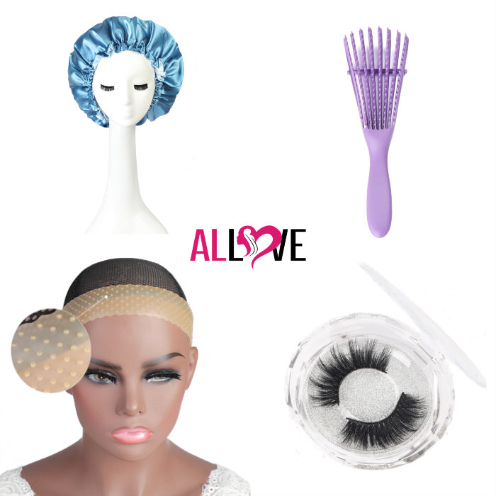 Allove Hair Gift - Eyelashes/ Detangle Hair Brush/Nightcaps/Silicone Wig Band 4 Options