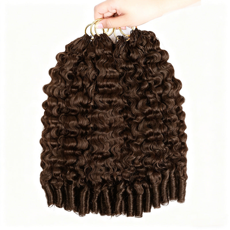 #4 Chocolate Brown Burmese Curly Feather Crochet Human Hair for Braiding No Weft Human Hair Extensions - AlloveHair