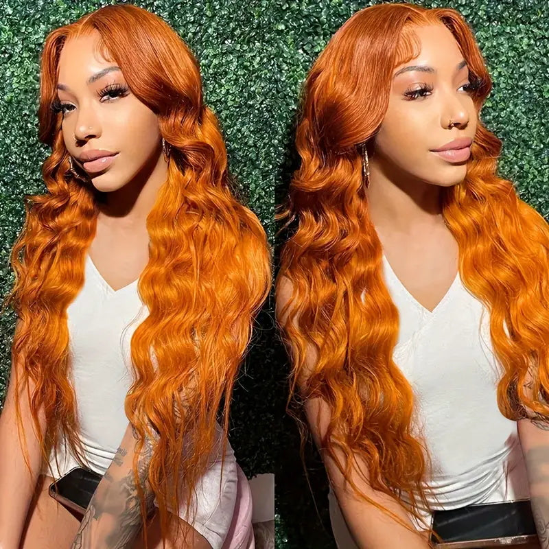 Ginger Orange Color Brazilian Body Wave 3 Bundles With 4*4 Lace Closure Human Hair Extensions