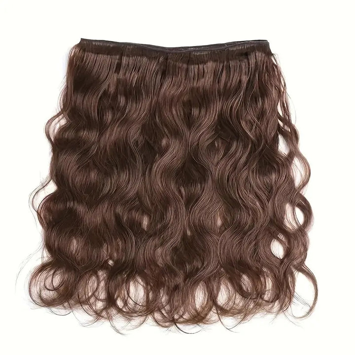 Allove Hair #4 Brown Colored Brazilian Body Wave 3 Bundles with 4x4 Transparent Lace Closure Human Hair Extensions