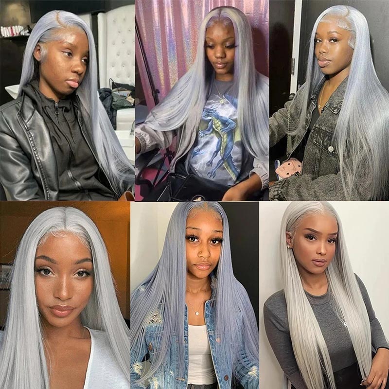 32Inch Silver Grey Wear to Go 13x4 Straight Hair HD Lace Front Wigs Barbie Hair Pre Plucked