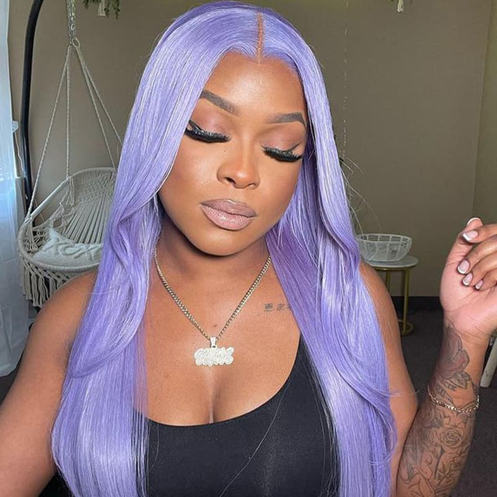 Allove Hair Light Lavender Wig Straight/Body Wave 13x4 Glueless Wear to Go HD Lace Wigs