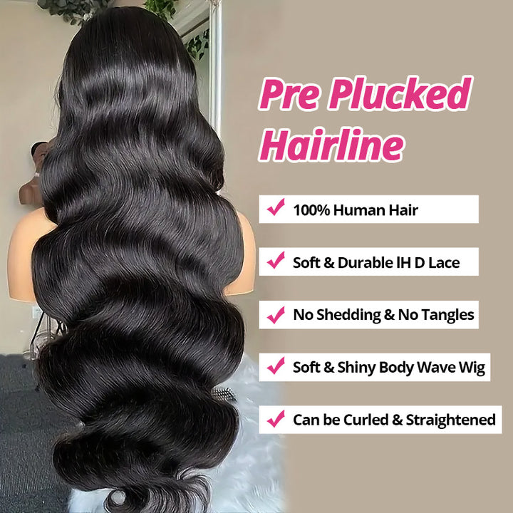 200% Density Body Wave 5x5 HD Lace Wig | Brazilian Human Hair | Bleached Knots | No Glue Needed - AlloveHair