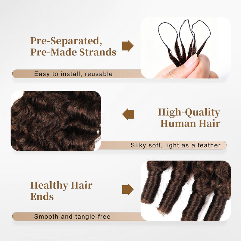 #4 Chocolate Brown Burmese Curly Feather Crochet Human Hair for Braiding No Weft Human Hair Extensions